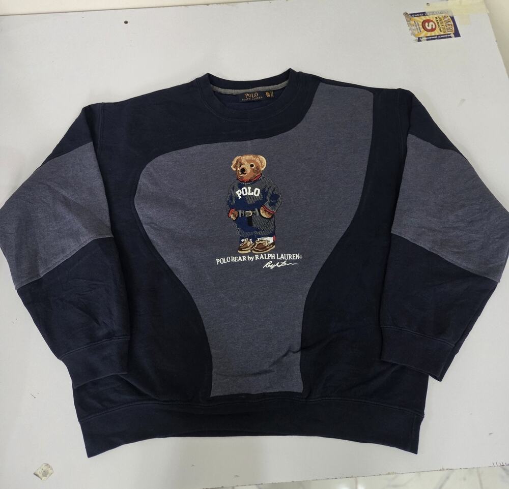 Vintage Polo Reworked Sweatshirt – Unique Upcycled Panelled Jumper – Size XL